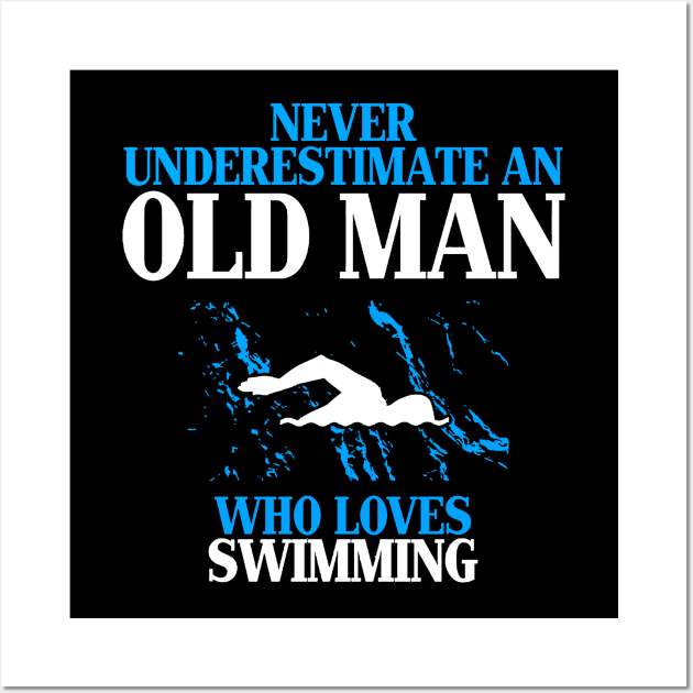 old man who love swimming Wall Art by luckyboystudio